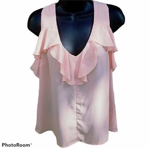NWOT Cato Ruffle Blouse Blush Top Medium
